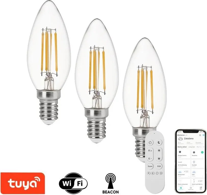 Immax NEO 07807CDO - Sada 3x LED CCT stmievateľných žiaroviek E14/4W/230V Wi‑Fi + diaľkové ovládanie