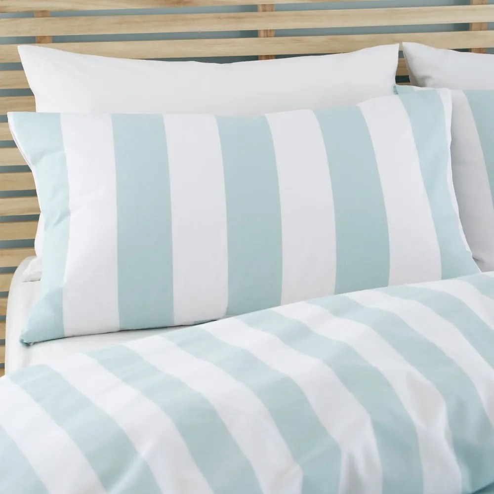 Biele/modré obliečky na dvojlôžko 200x200 cm Cove Stripe – Catherine Lansfield