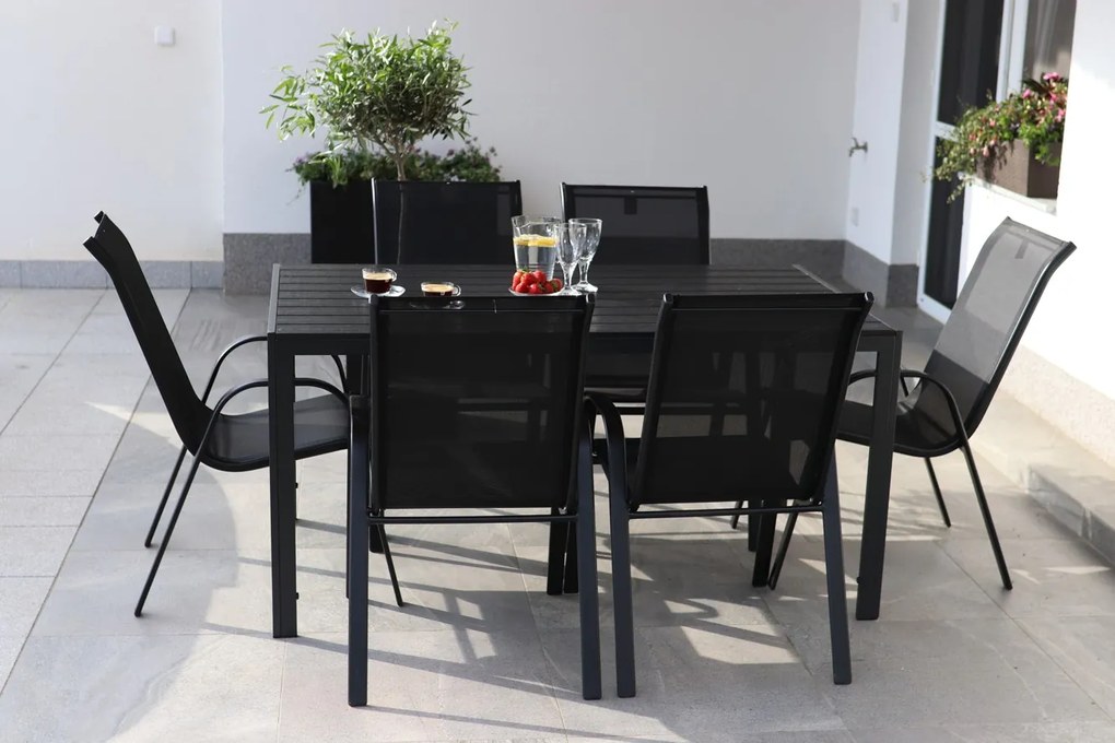 Záhradný jedálenský set Viking L + 6x kovová stolička Ramada