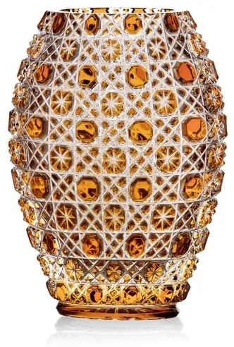 Bohémia Crystal Ručne brúsená váza Osmihran Amber 205mm