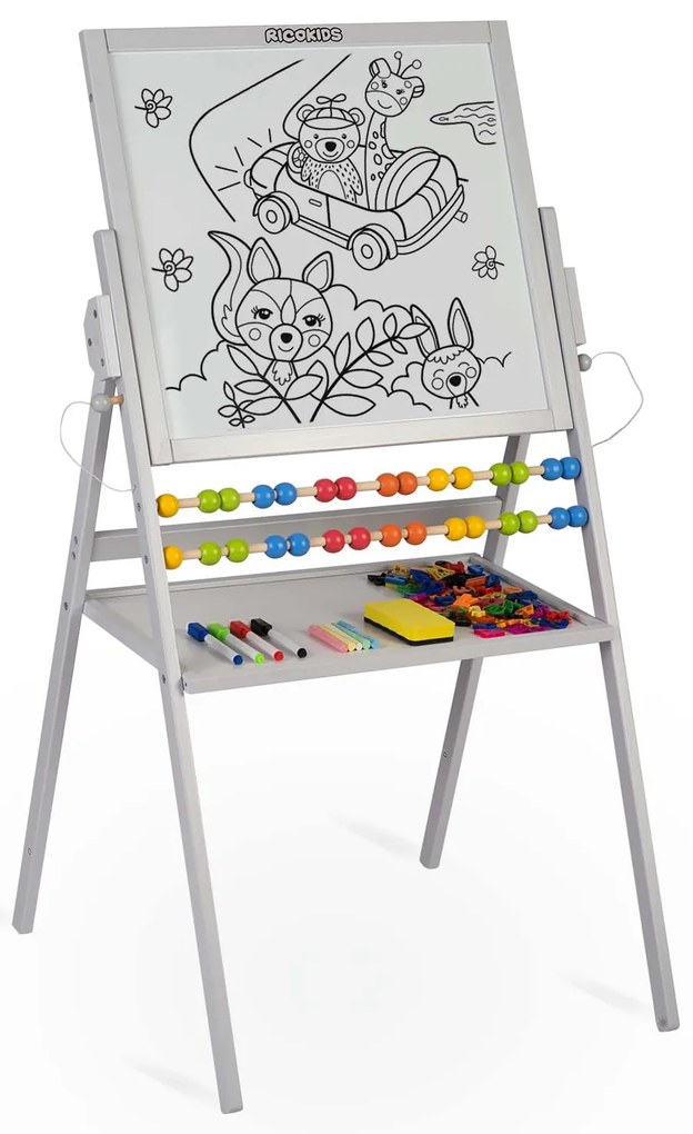 Magnetická otočná tabuľa Ricokids - sivá
