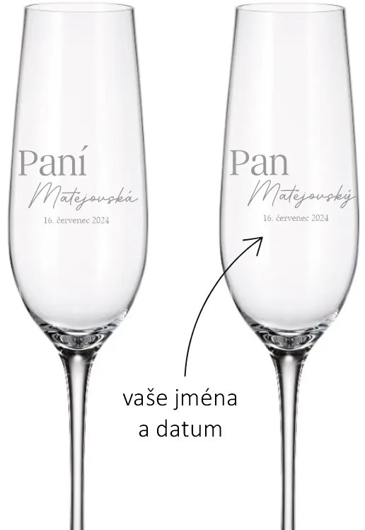 Dekorant Svadobné poháre na šampanské PÁN A PANI 270 ml 2KS