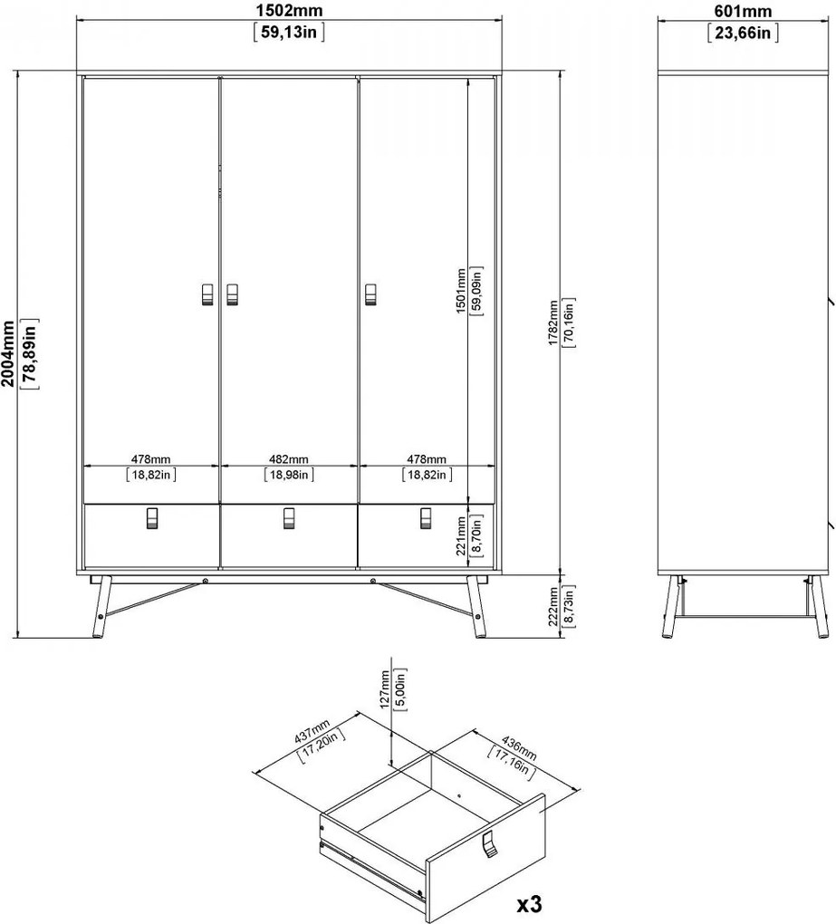 Šatníková skriňa Rainy 150 cm biela