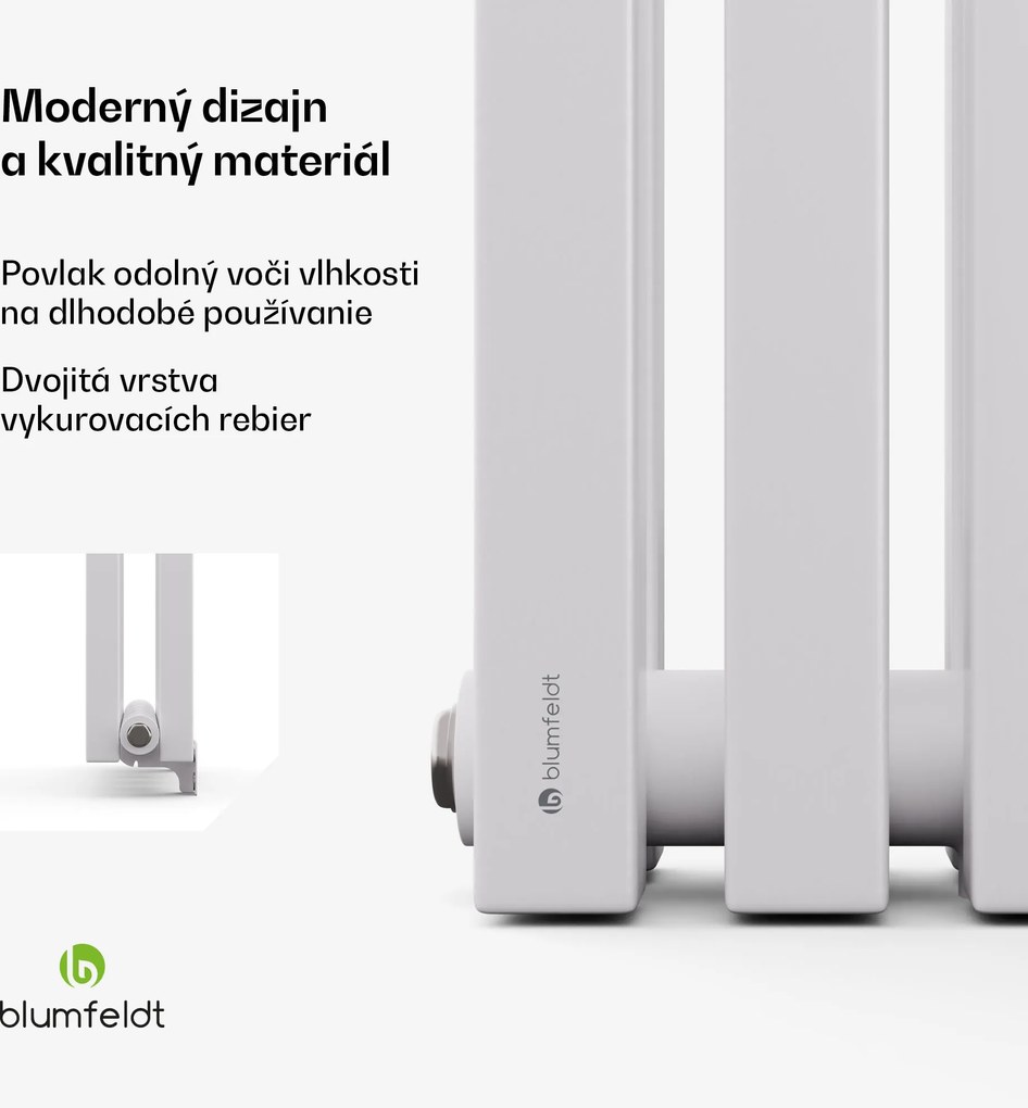 Blumfeldt Radiátor Delgado | moderný dizajn | 25 x 120 cm | 942 W | stredové pripojenie