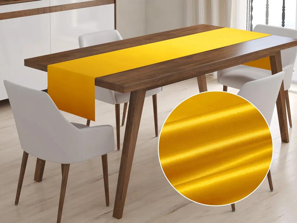 Biante Saténový behúň na stôl polyesterový Satén LUX-014 Kanárikovo žltý 35x180 cm