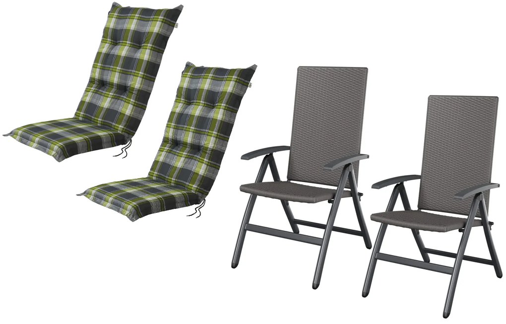 Livarno home Skladacie kreslo Valencia, sivá, 2 kusy + Podložka na kreslo Valencia, 120 x 50 x 8 cm, 2 kusy (800008966)