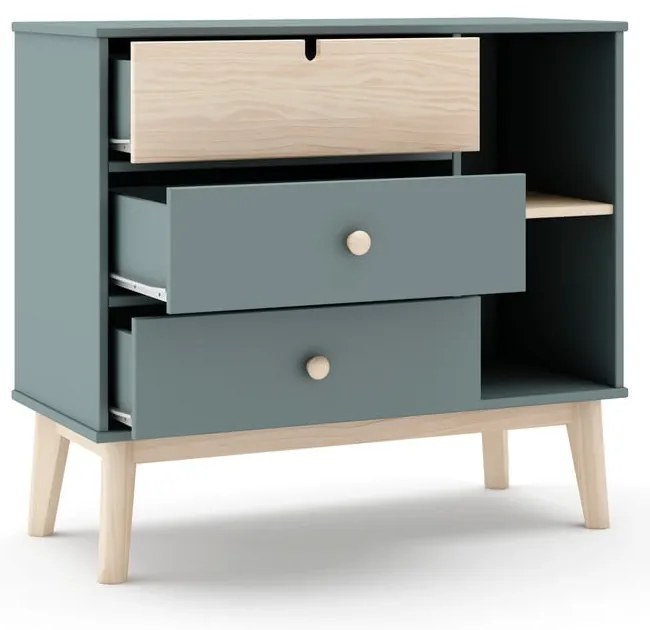 Detská komoda sivozelená 90x81x40 cm Estefania – Marckeric