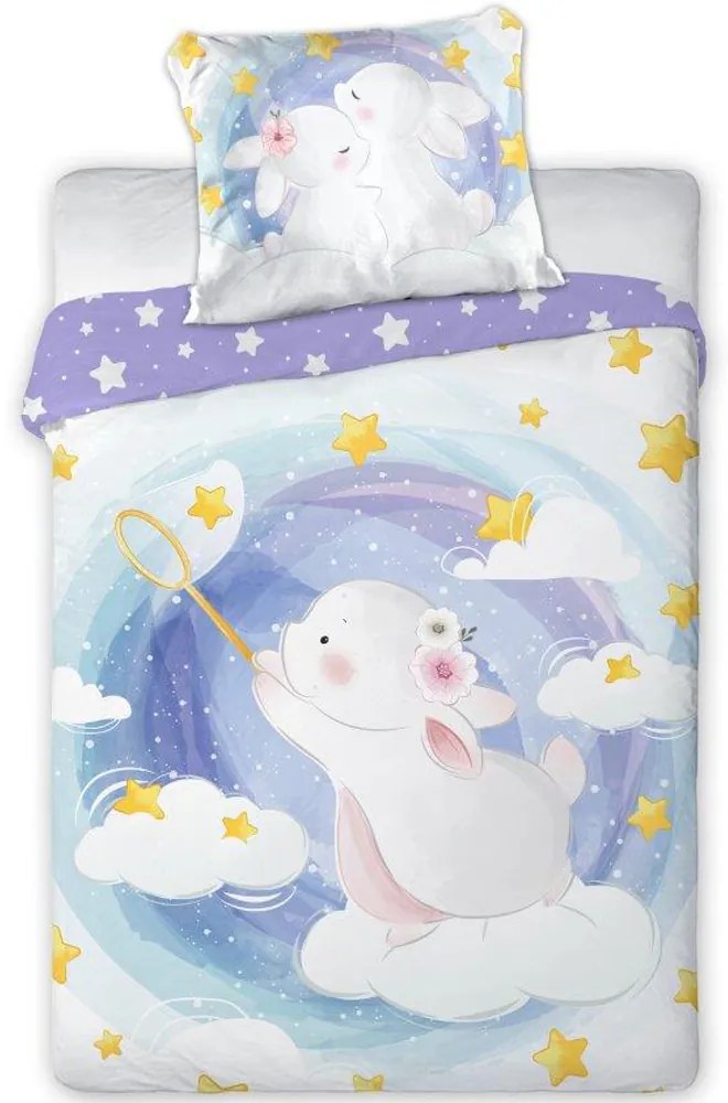 DETSKÉ BAVLNENÉ OBLIEČKY BUNNY 100X135 CM, 1KS 40X60 CM VZOROVANÉ