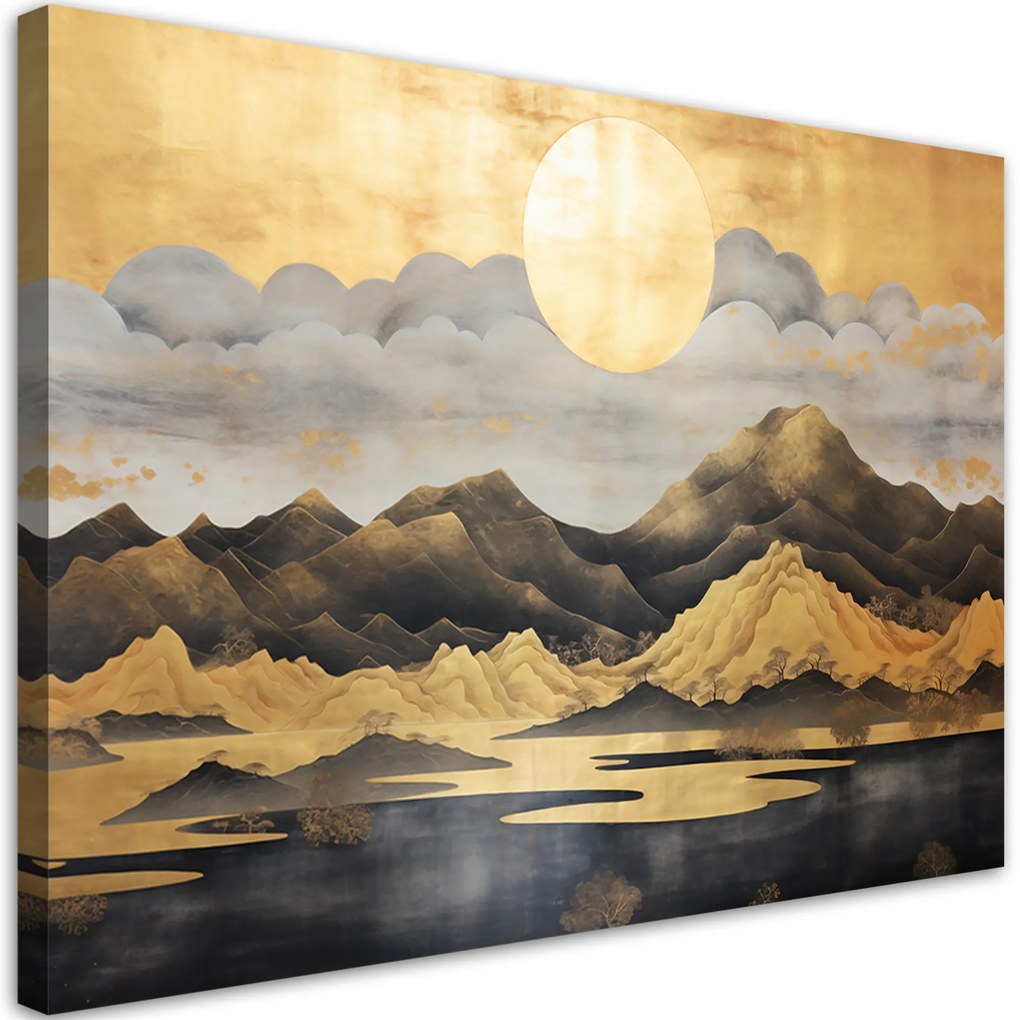Gario Obraz na plátne Zlatá horská japonská krajina Rozmery: 100 x 70 cm