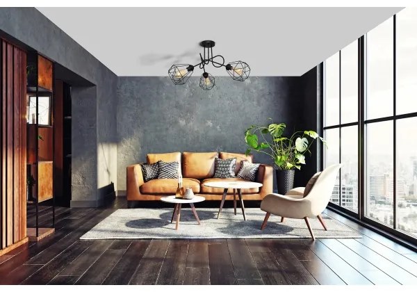 Prisadený luster KARO 3xE27/15W/230V čierna