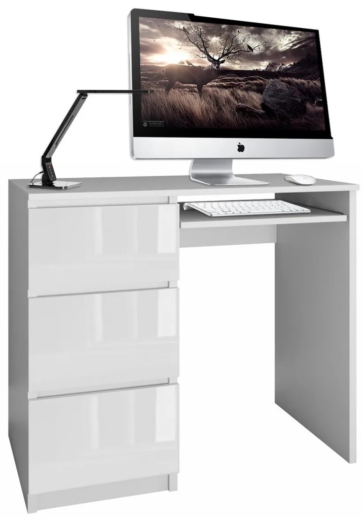 Shoptop Písací stôl Lima ľavý biely lesklý