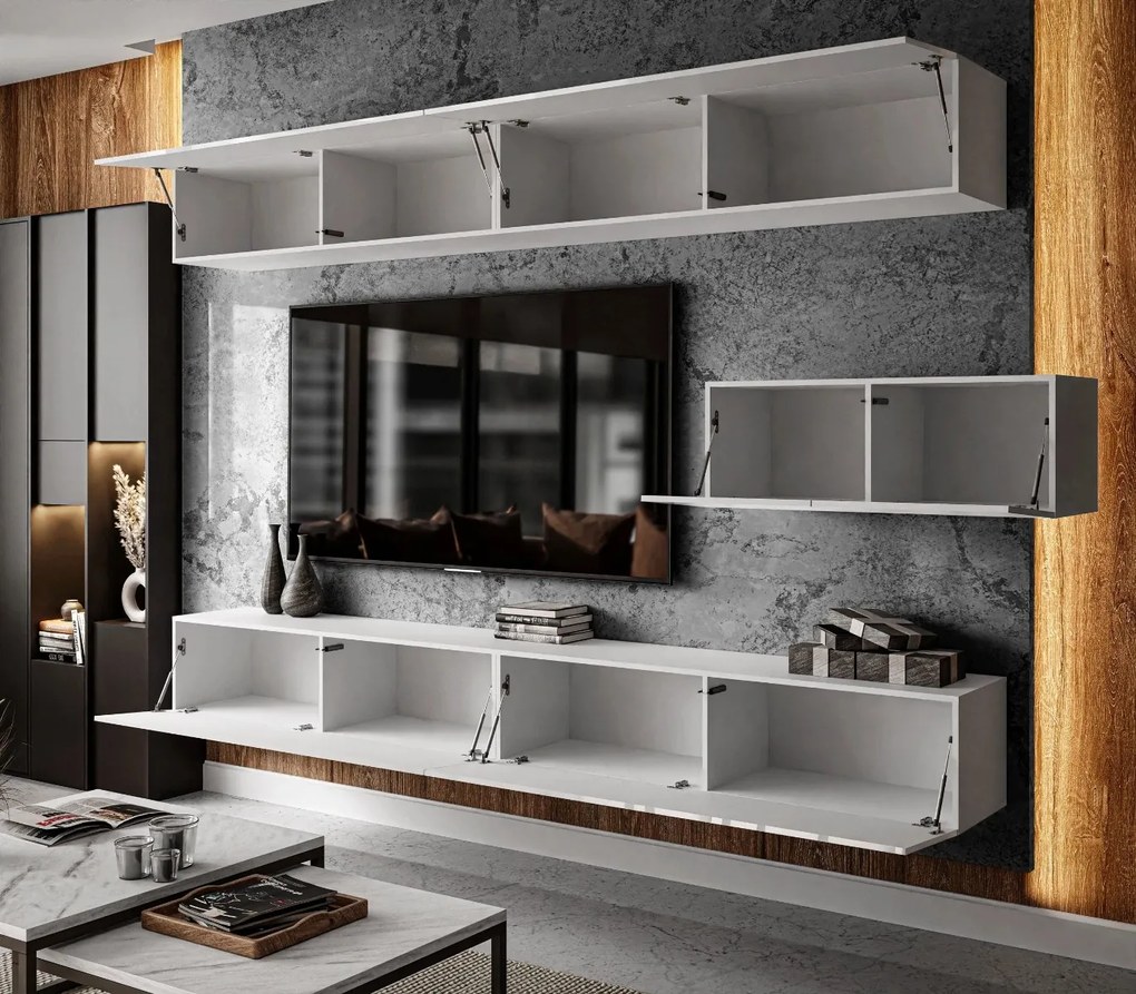 OBÝVACIA STENA ELEGANTE V BIELY LESK LED