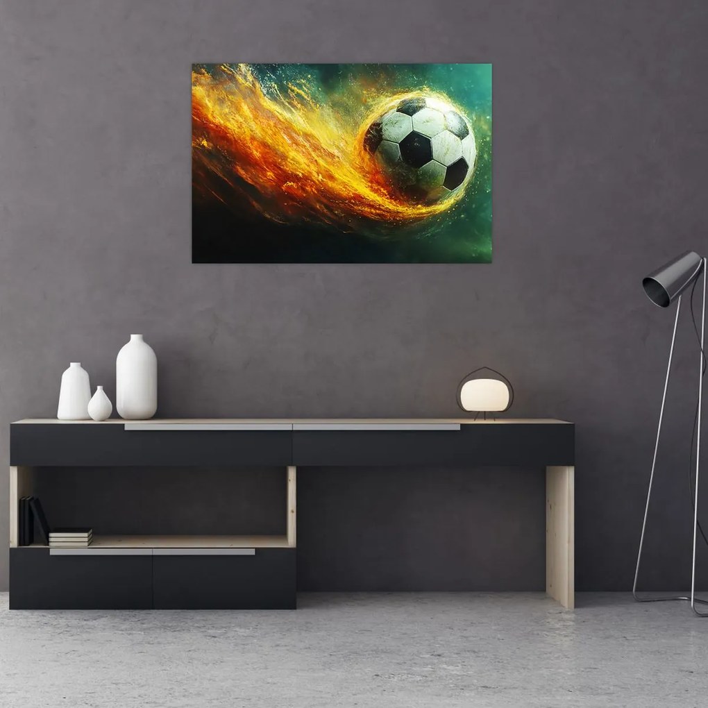 Obraz - Futbalová lopta v lete (90x60 cm)
