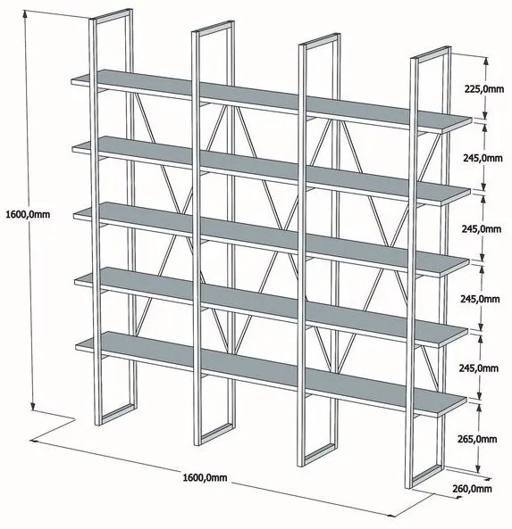 Knižnica Beylerbeyi 160 cm remeselný dub/čierna