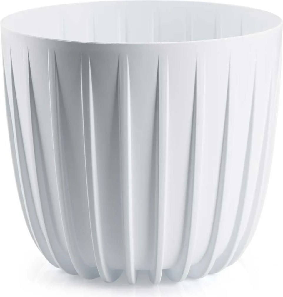 PLASTOVÝ KVETINÁČ STRIPPED SADA 2KS 18X15,5 CM+24X21 CM BIELA