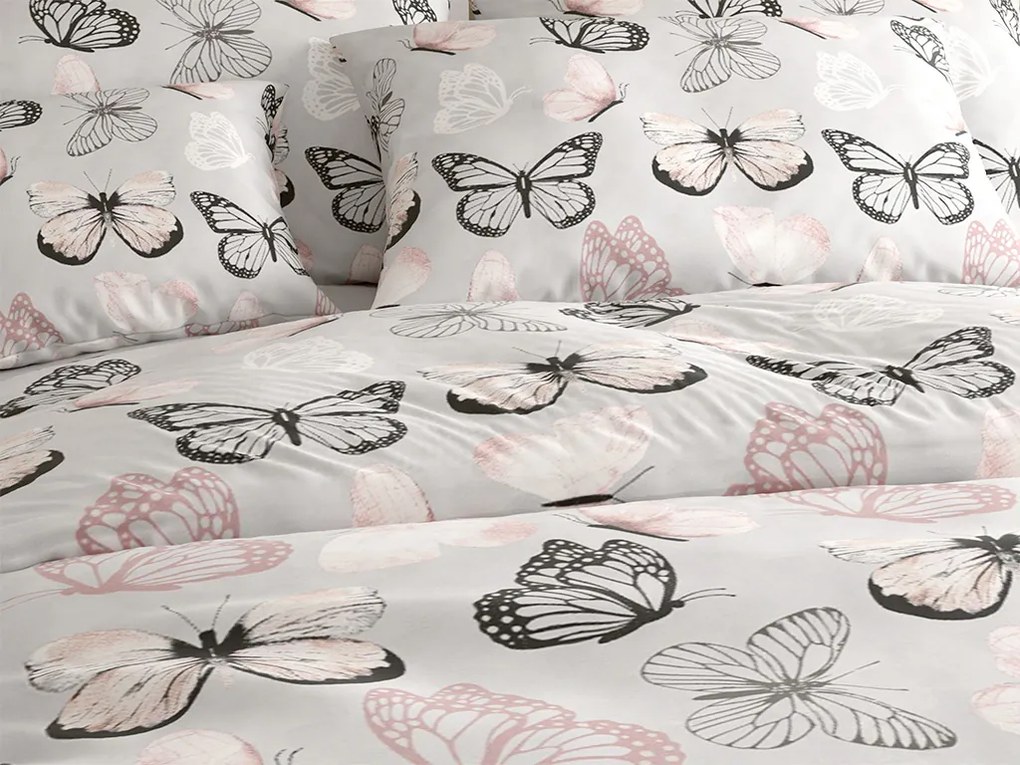 Obliečky z mikrovlákna MY BUTTERFLY svetlo sivé Rozmer obliečky: 70 x 90 cm | 140 x 220 cm