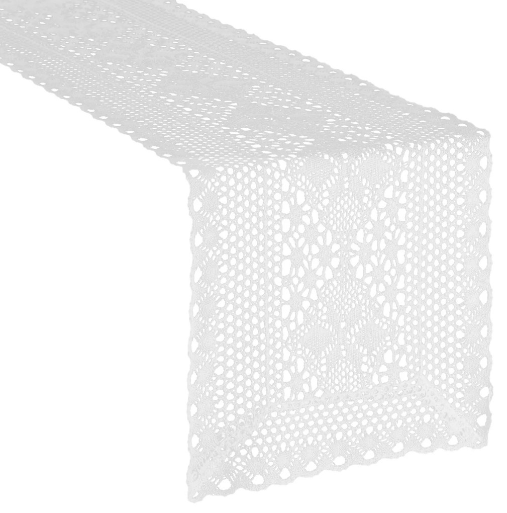 EUROFIRANY AŽÚROVÝ BEHÚŇ NA STÔL MEGGY 32X180 CM BIELY