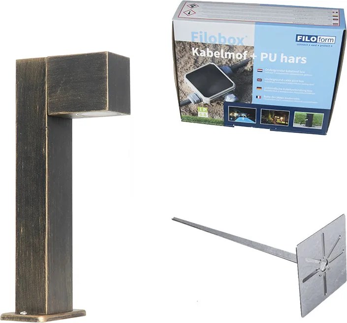 Industriálne stojace vonkajšie svietidlo starožitné zlaté 35 cm IP44 - Baleno