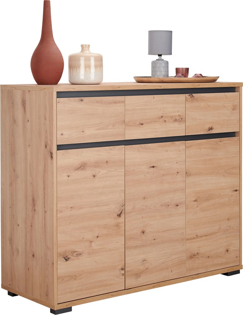 XXXLutz KOMODA, antracitová, farba duba, 120/103/48 cm Carryhome - Komody - 000003003303