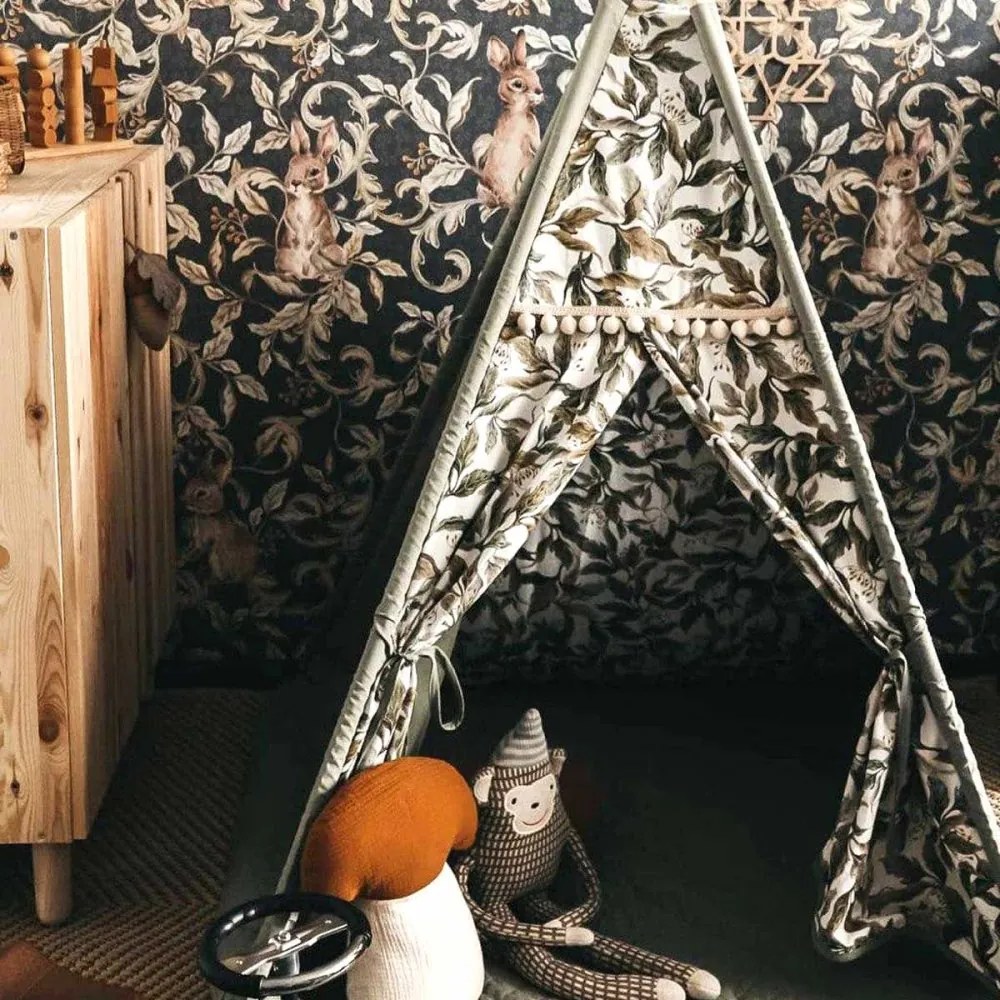 Tapeta králiky tmavo modrá 280x100 cm