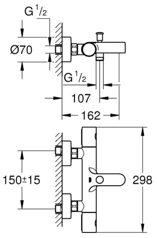 GROHE 34766000 - Termostatická vaňová batéria GROHTHERM 800 COSMOPOLITAN DN 15 chróm