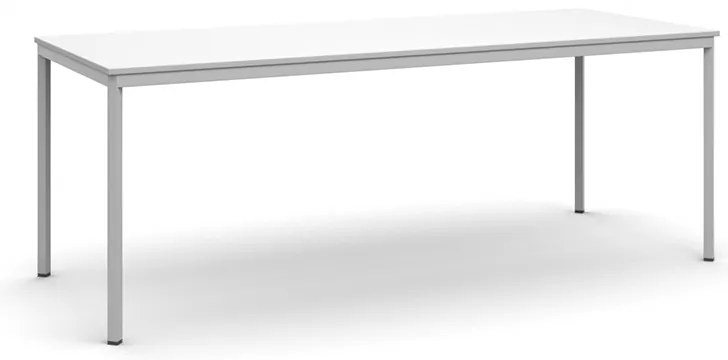 Jedálenský stôl, 200x80 cm, sivá podnož, biela