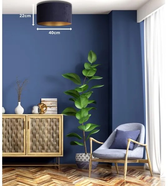 Duolla - Stropné svietidlo ROLLER 1xE27/15W/230V pr. 40 cm modrá/zlatá