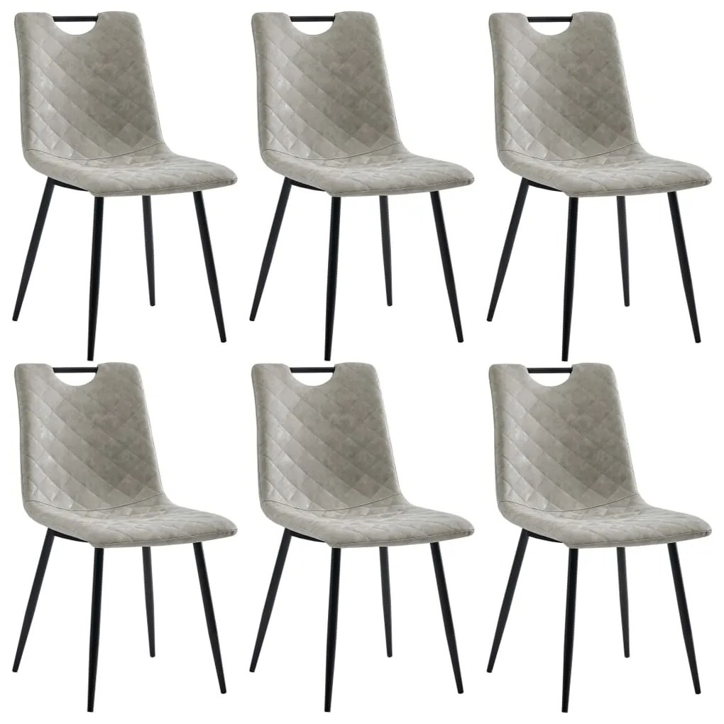 Jedálenské stoličky 6 ks, svetlosivé, umelá koža 278646