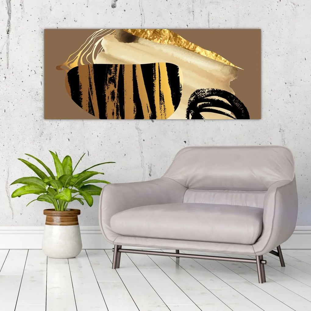 Obraz - Abstrakcia golden brown N⁰2 (120x50 cm)