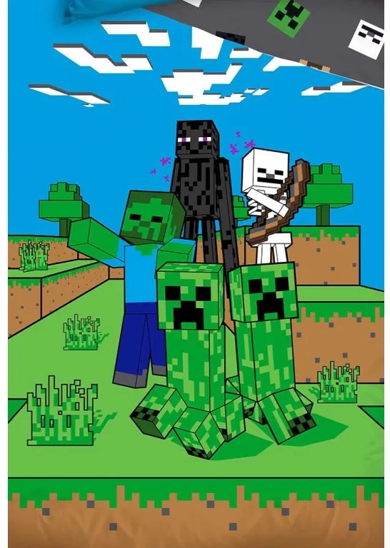 TipTrade Bavlnené obliečky 140x200 + 70x90 cm - Minecraft Mob monster