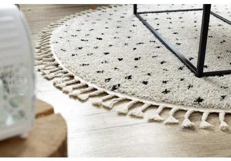 Okrúhly koberec BERBER SYLA B752, krémová bodky - strapce, Maroko, Shaggy Veľkosť: kruh 160 cm