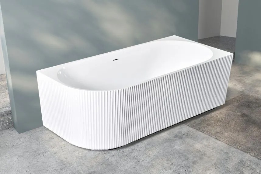 Erga Marina, rohová voľne stojaca vaňa 150x75 cm + odtoková zátka, pravá, biela lesklá, ERG-MARINA-150075R-WH-WH