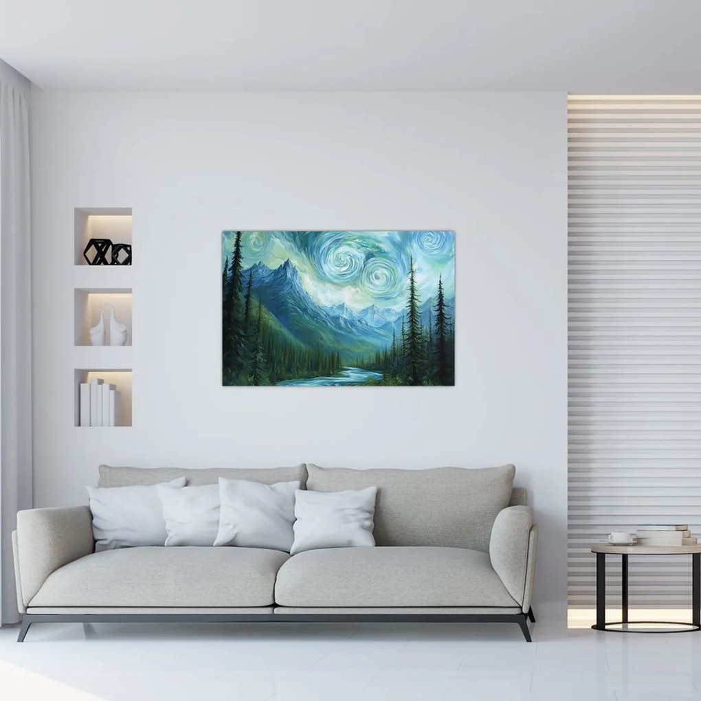 Obraz - Krajina s nádychom Van Gogha (90x60 cm)