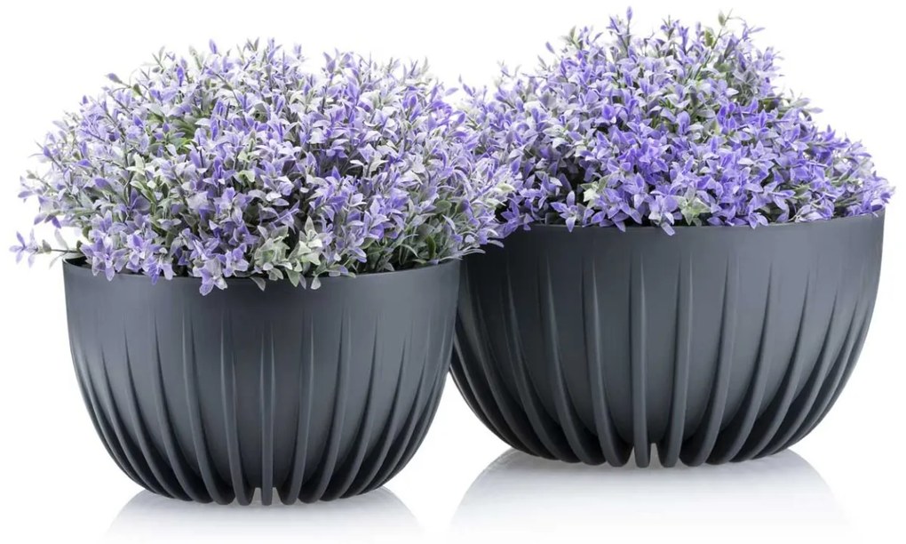 Kvetináč STRIPPED ECO 24 cm antracitový