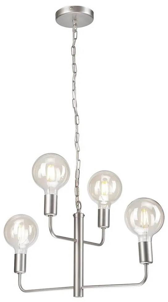 Luster na reťazi ORLANDO 4xE27/60W/230V strieborná