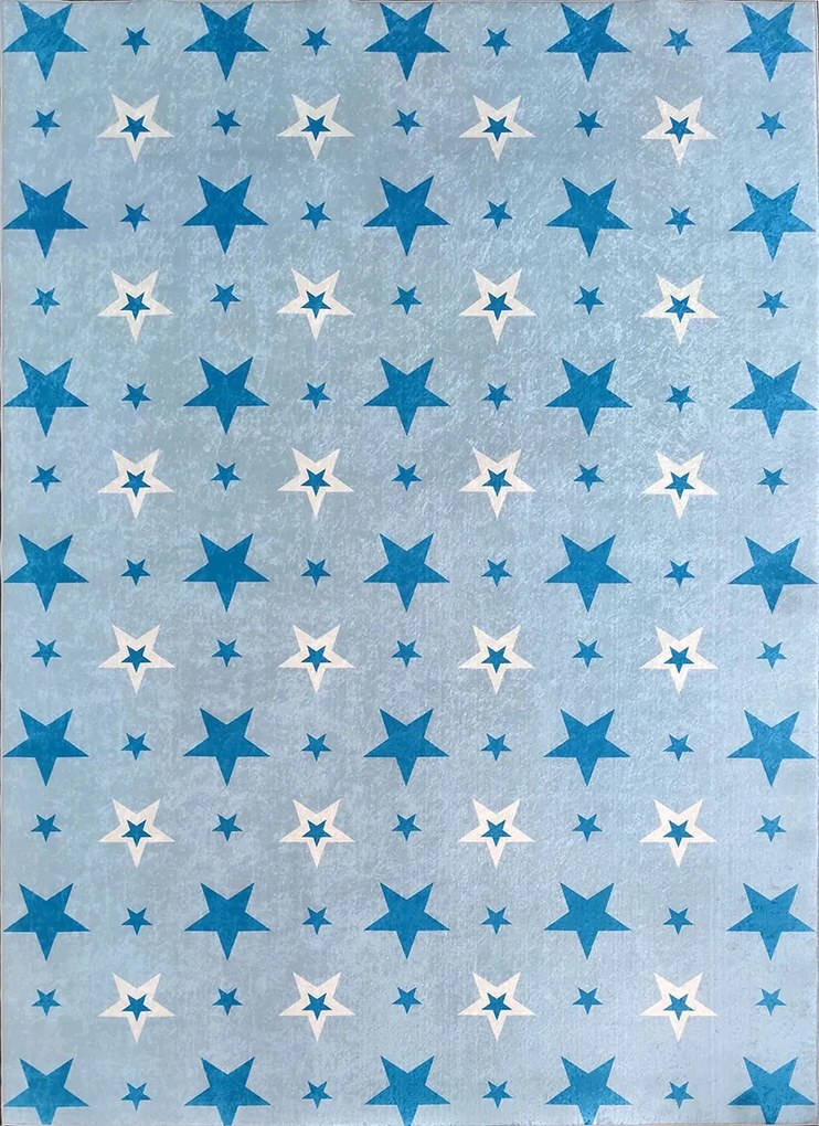 Koberec Porte 8461 BLUE – modrý s hviezdičkami, obdĺžnik Rozmer: 80x150 cm