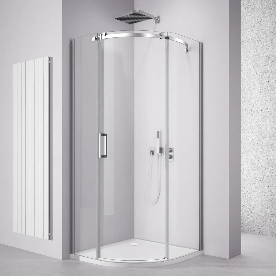 Polysan Polysan, THRON SQUARE štvrťkruhová sprchová zástena 900x900mm, číre sklo, pravá, TL2690R-5002