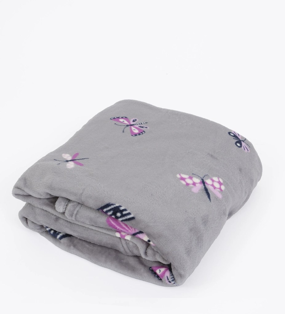 Detská deka do postieľky mikroplyš Exclusive 80 × 100 cm – Motýliky sivé