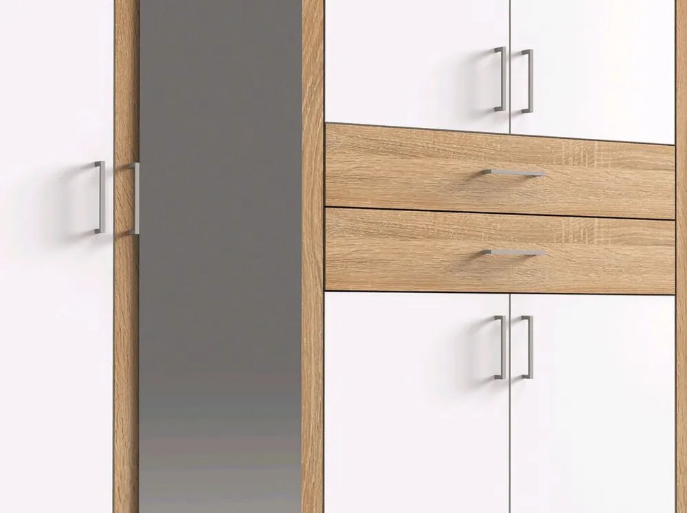 Šatníková skriňa Diver 270 cm, bílá/dub sonoma