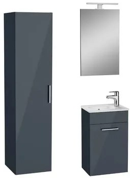 VitrA Mia kúpeľňová zostava s umývadlom vrátane umývadlovej batérie, vtoku a sifónu antracit KSETMIA40A