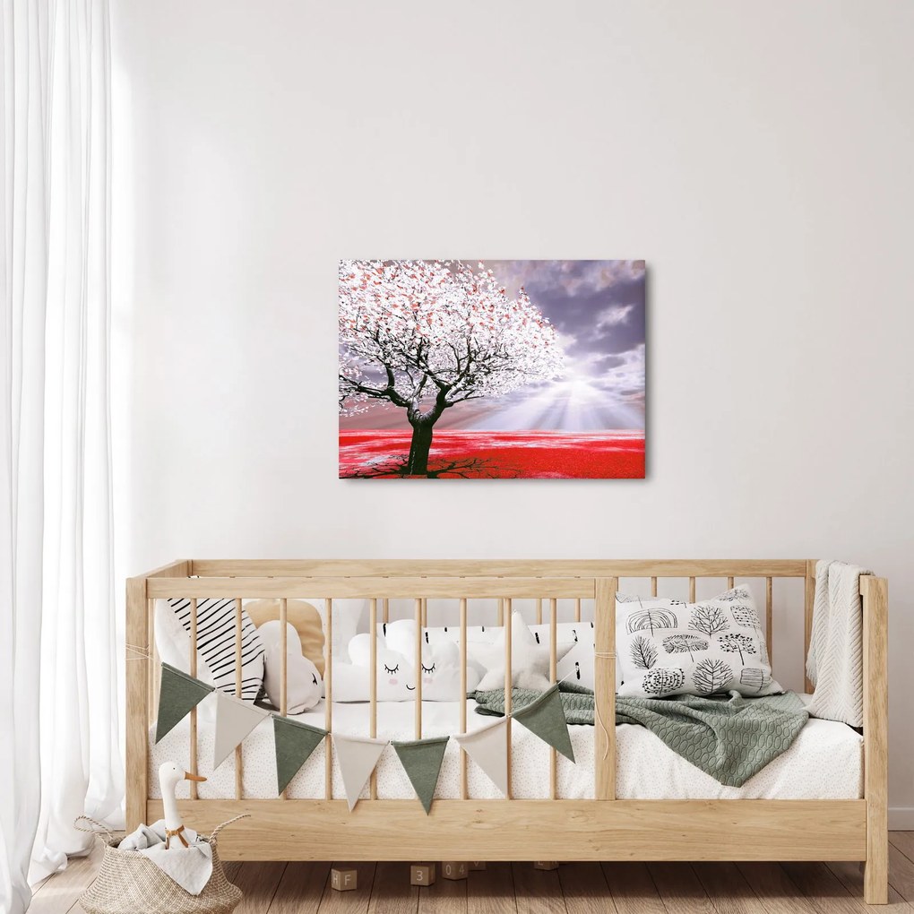 Červený obraz stromu (70x50 cm)