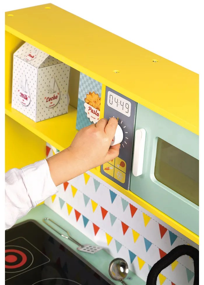 Veľká drevená kuchynka Happy Day žltá zelená