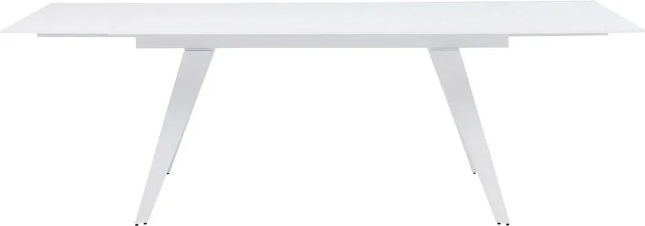 Biely rozkladací jedálenský stôl so sklenenou doskou Kare Design Amsterdam, 160 x 90 cm