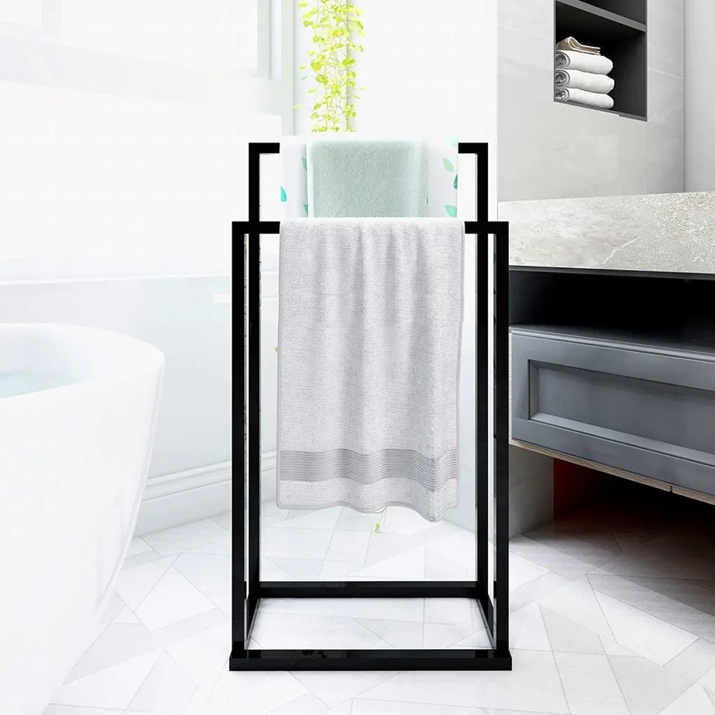 Tutumi Tutumi, 2-ramenný kovový stojan na uteráky 450x260x820 mm 391872, čierna matná, HOM-06589