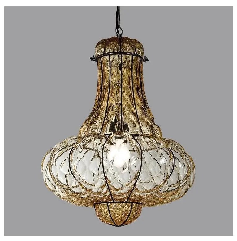 SIRU - Luster na reťazi DOGE 1xE27/60W/230V pr. 30 cm béžová/čierna benátske sklo