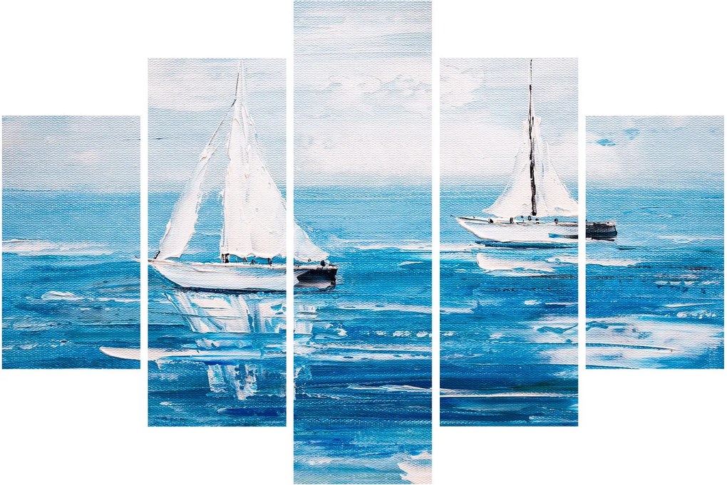Obraz - Maľba jachty na mori (150x105 cm)