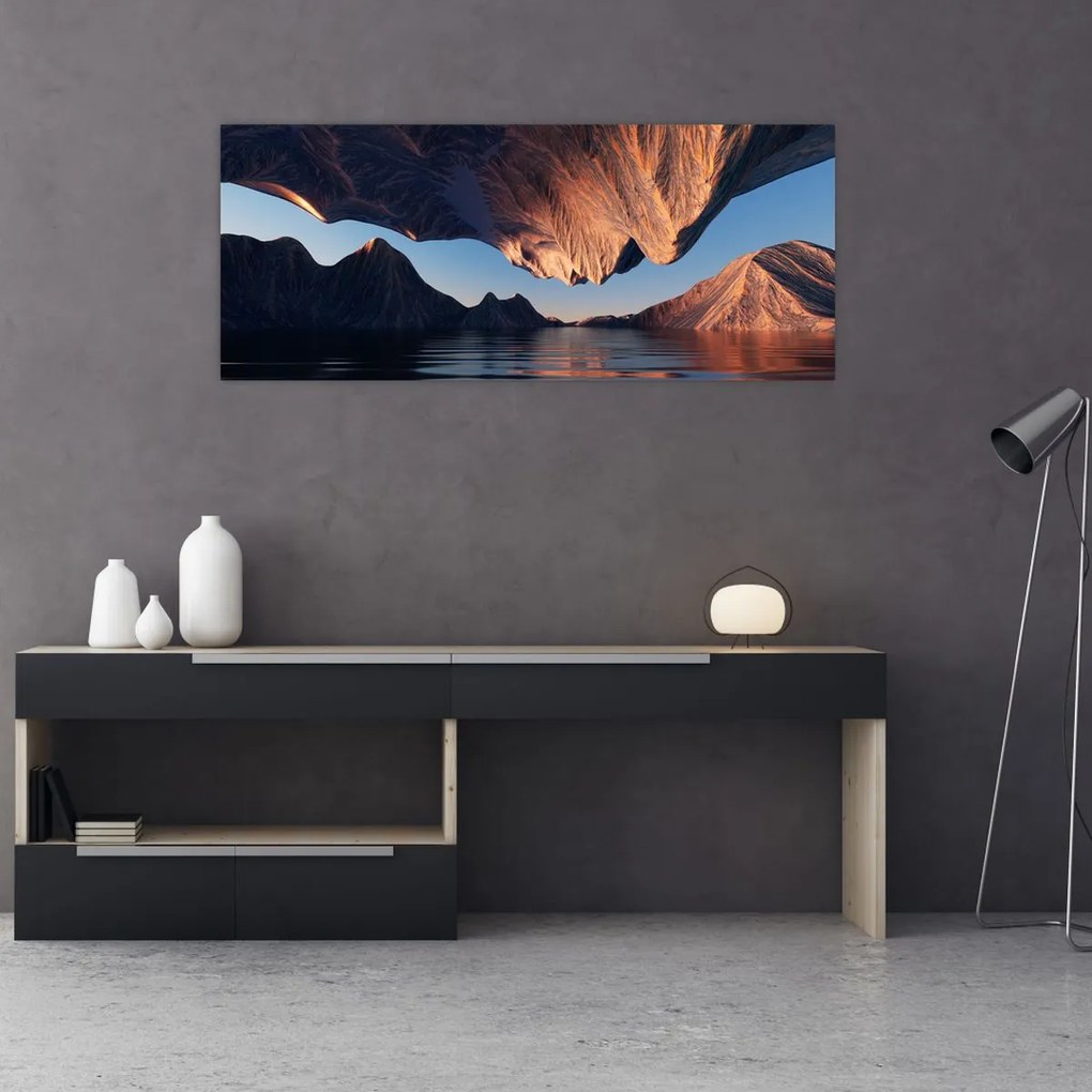 Obraz - 3D útesy (120x50 cm)