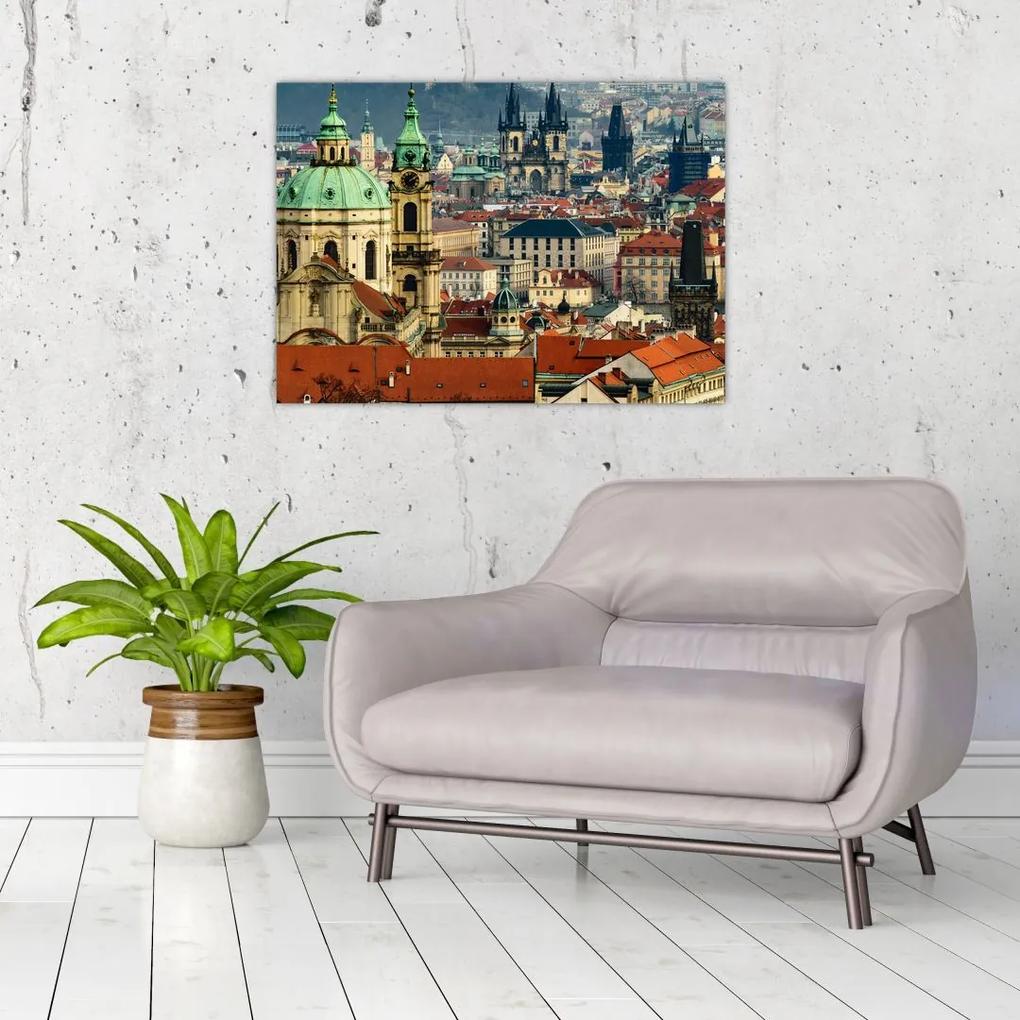 Sklenený obraz - Panorama Prahy (70x50 cm)