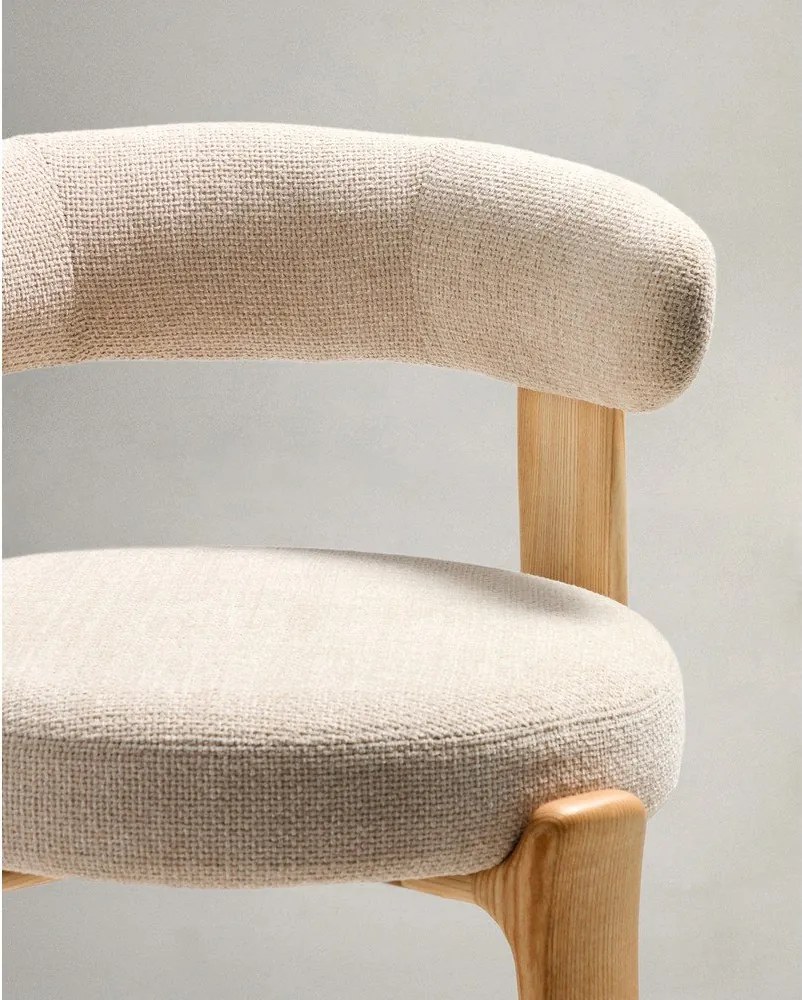 Béžová/v svetlo prírodnej farbe barová stolička z jaseňového dreva (výška sedadla 75 cm) Granite – Kave Home