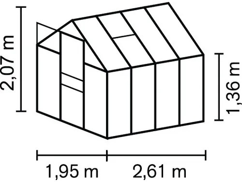 Skleník Vitavia Apollo 5000 polykarbonát 4 mm 195x261 cm čierny vr. základového rámu